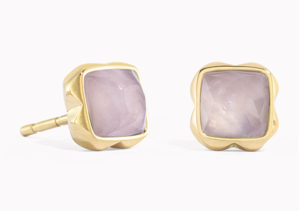 Coeur de Lion Gold Studs Rose Quartz - October